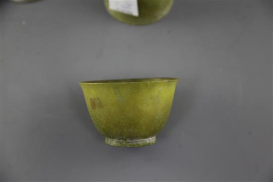 A Chinese grey jade cosmetics palette mixer, Qing dynasty, height 7cm and 10cm